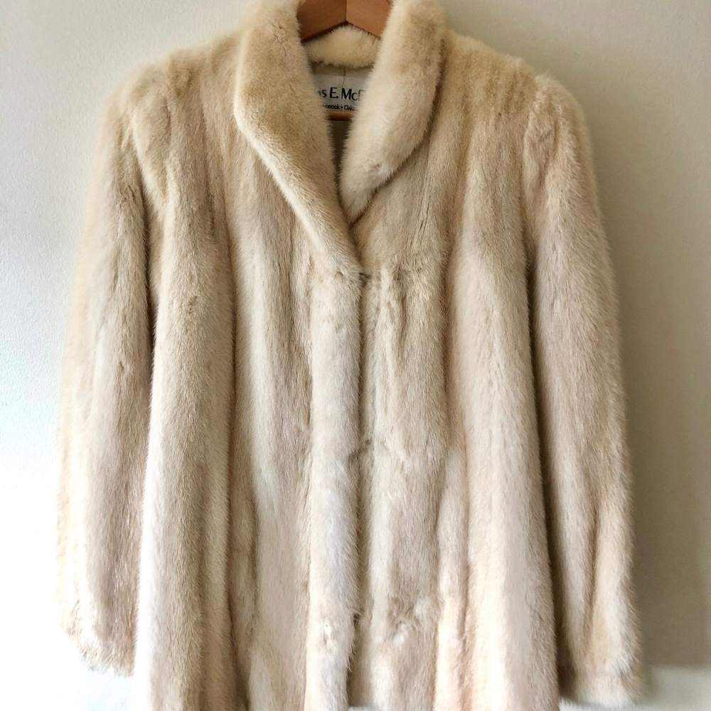 Original Vintage Real White Mink Fur Coat